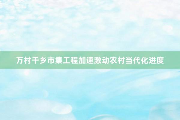 万村千乡市集工程加速激动农村当代化进度
